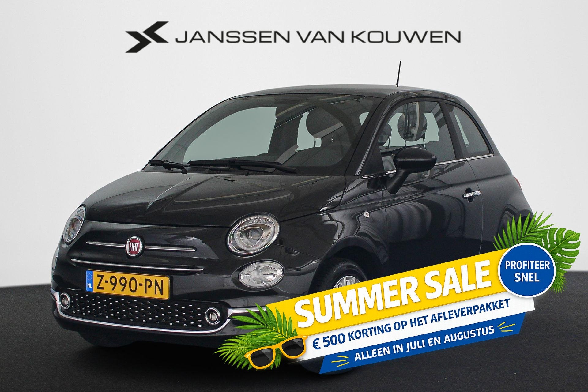Fiat 500 1.0 Hybrid Dolcevita Finale Panoramadak Airco Apple, Voorwielaandrijving, Stof, Euro 6, LED verlichting