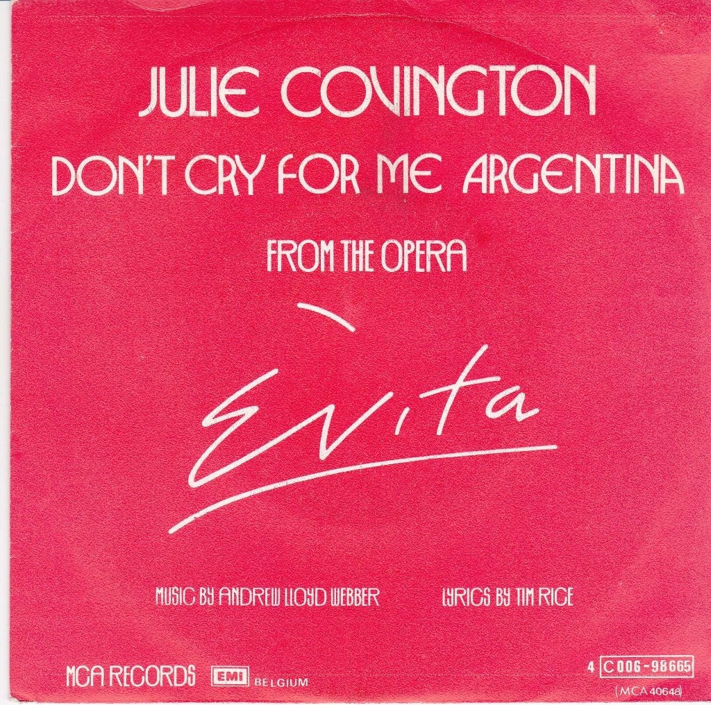 Julie Covington - Don't Cry For Me Argentina (ps) 7", 7 inch, Single, Ophalen of Verzenden, Zo goed als nieuw