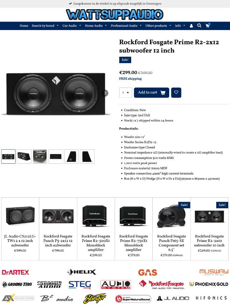 Rockford Fosgate R2-2x12 2 x 12 inch subwoofer 1000W, Audio Design, Nieuw, Am Breilingsweg 3, 76709 Kronau, Duitsland, Ophalen of Verzenden