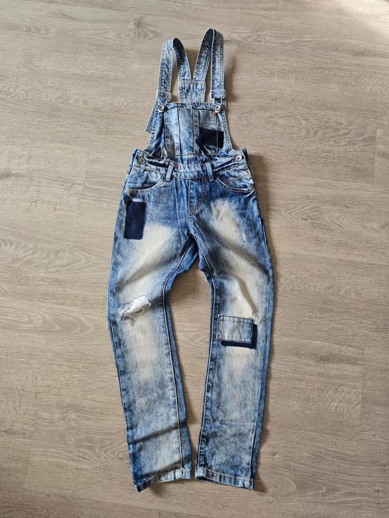 Blauw tuinbroek Vingino jeans, maat 128 (MM2), Kinderen en Baby's, Kinderkleding | Maat 128, Ophalen of Verzenden, Zo goed als nieuw