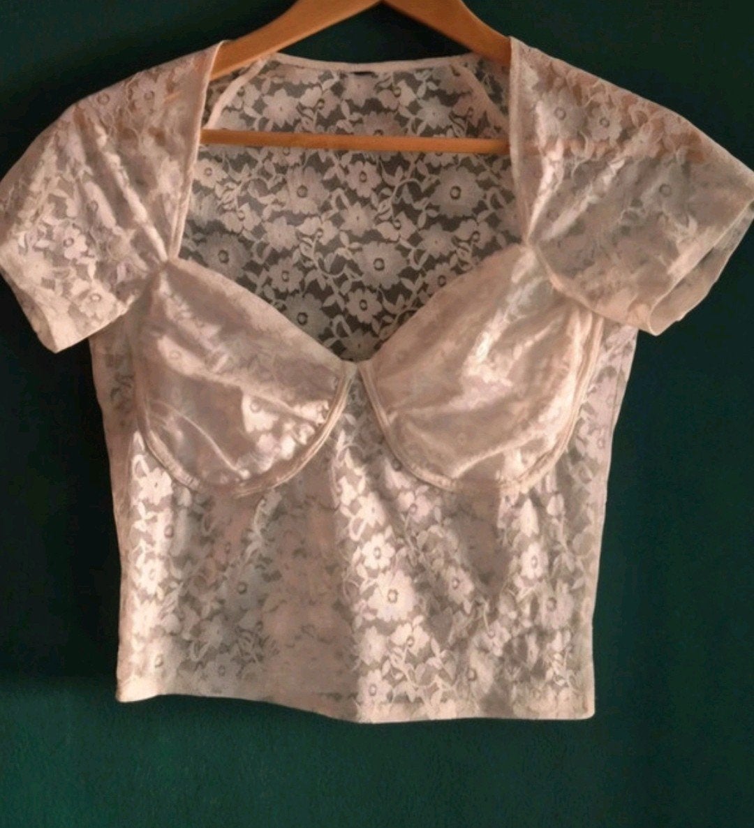 Mooi kanten topje maat M, Kleding | Dames, Tops, Maat 38/40 (M), Wit, Ophalen of Verzenden, Korte mouw