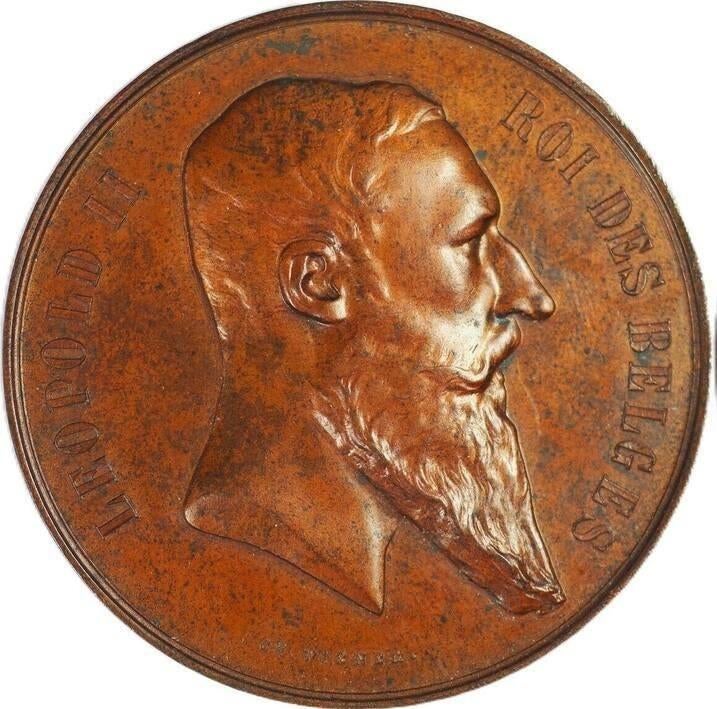 België penning 1880 Leopold II Expo Wiener EF, Ophalen of Verzenden, Brons, Buitenland