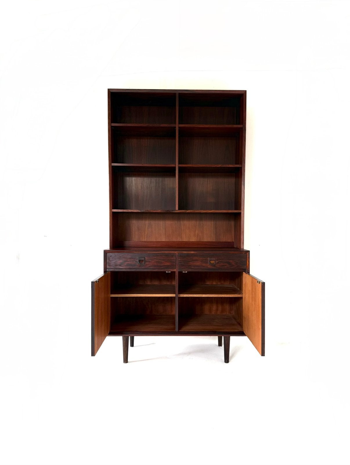 Vintage Palissander boekenkast, Brouer Møbelfabrik ‘60, Overige houtsoorten, Vintage retro buisframe design rotan webbing papercord deens