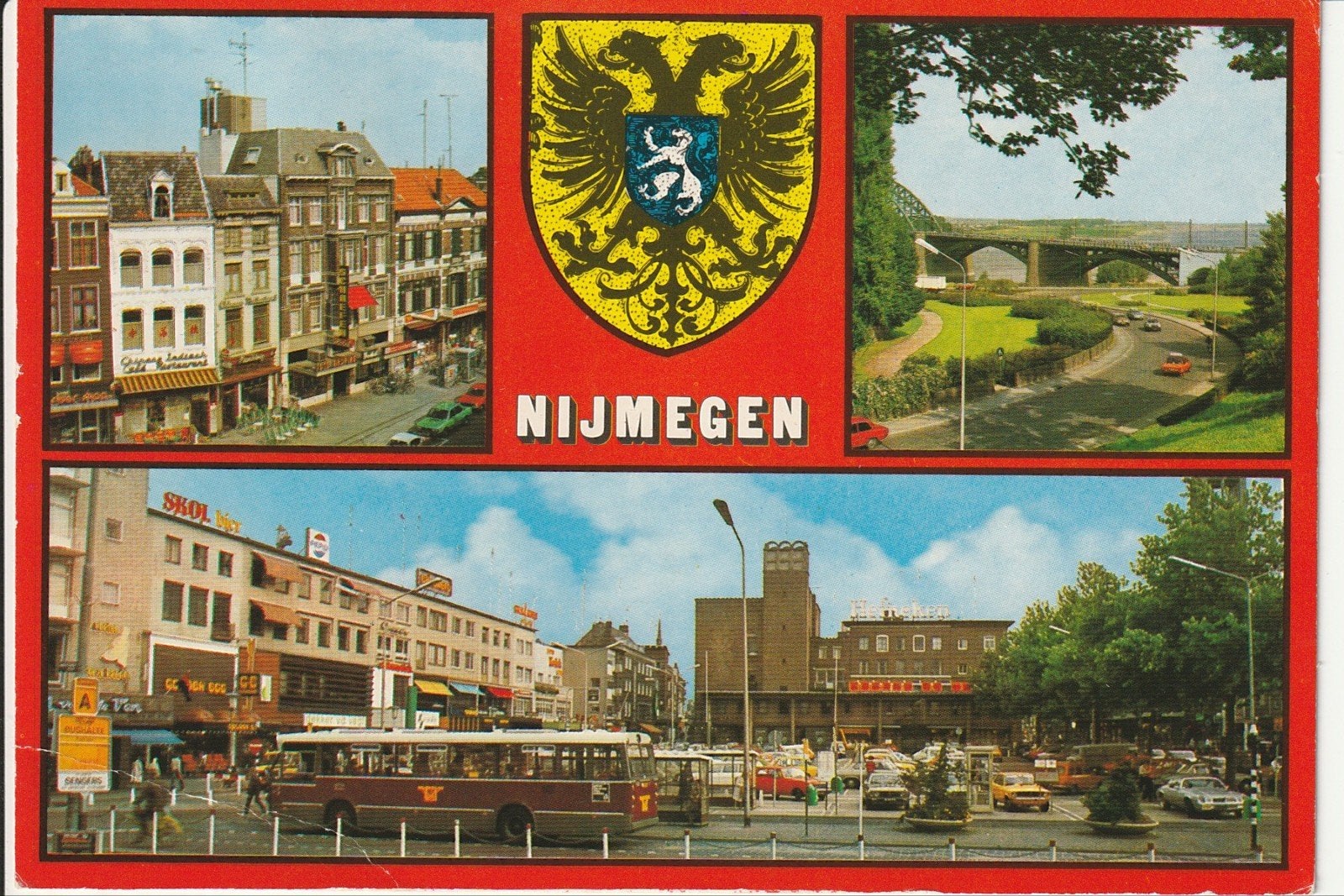 NIJMEGEN STADWAPEN WAALBRUG DAF HAINJE STANDAARD STADSBUS, Ophalen of Verzenden, 1960 tot 1980, Gelopen, Gelderland