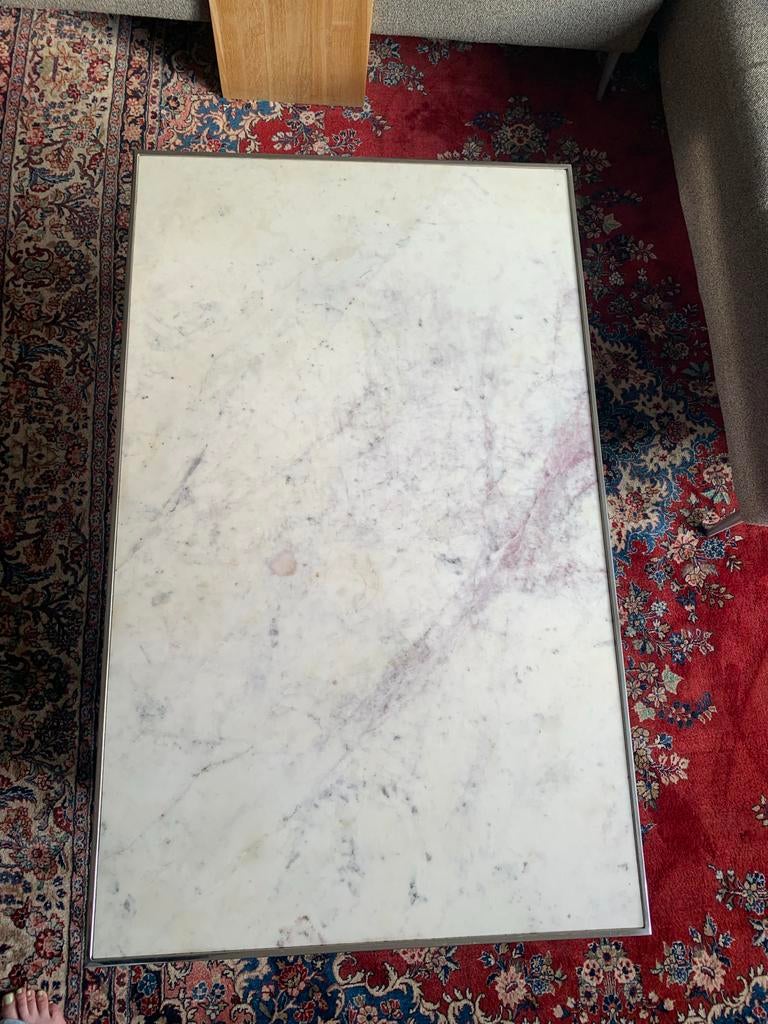 Richmond marmeren salontafel met chrome onderstel, Ophalen, Gebruikt, 100 tot 150 cm, 50 tot 100 cm