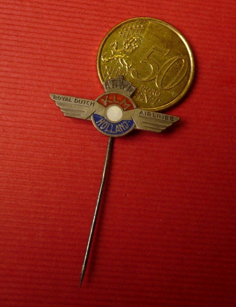 Zeer zeldzame emaille speldje KLM (21), Verzamelen, Speldjes, Pins en Buttons, Ophalen of Verzenden, Gebruikt, Transport, Speldje of Pin