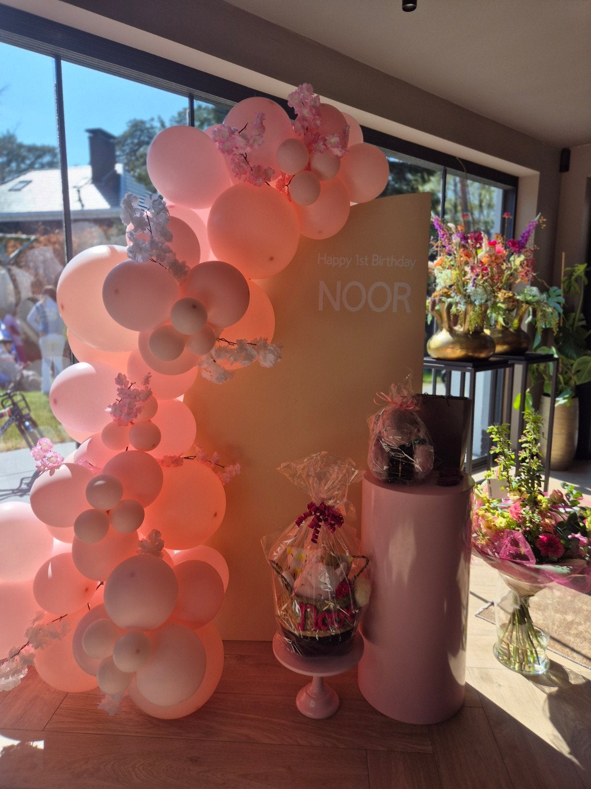 Backdrop zuilen tafeldecoratie huren, Ophalen of Verzenden, Nieuw, Versiering, Verjaardag