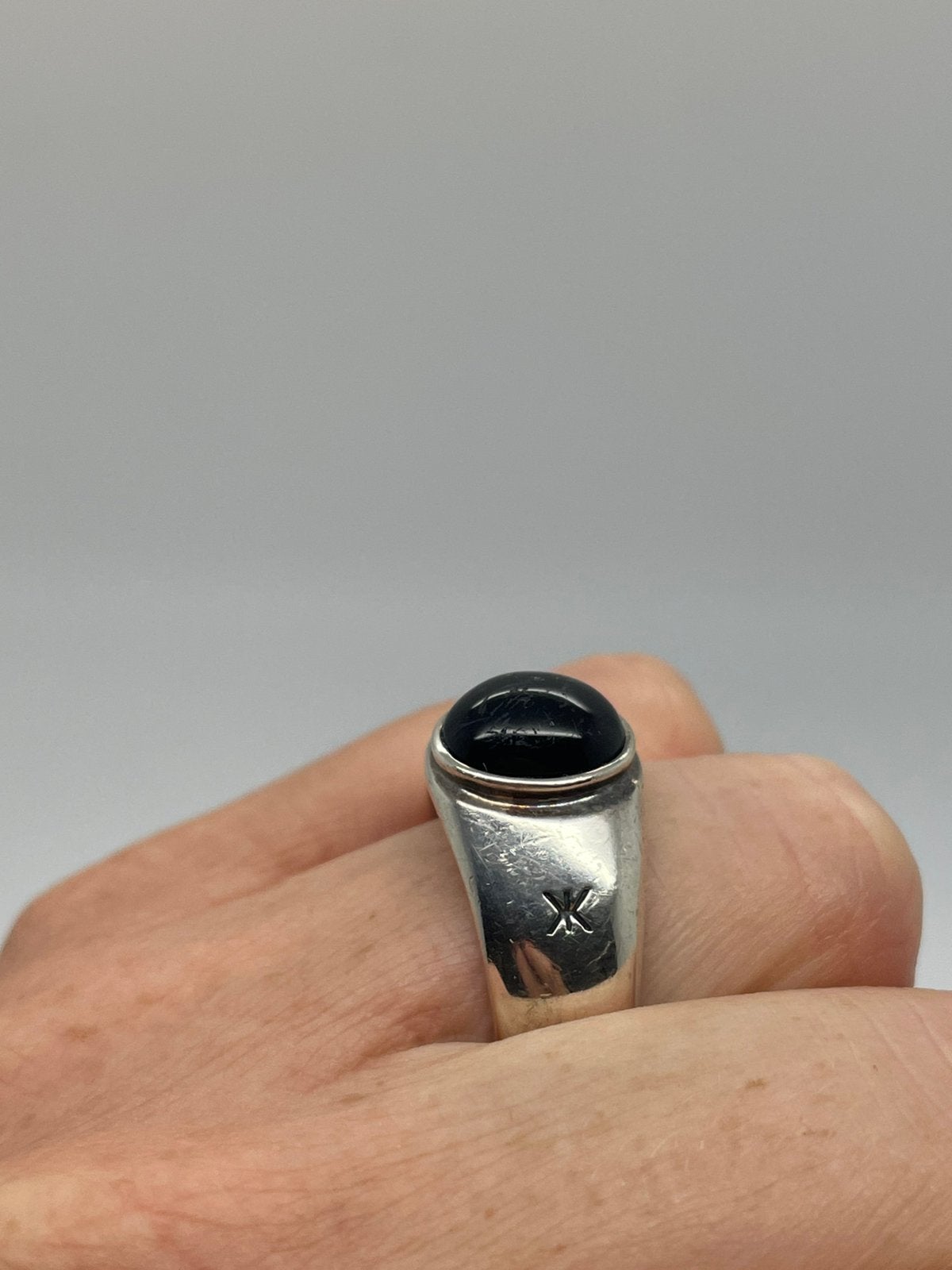 F900 Prachtige zilveren onyx ring maat 21, 20 of groter, Ophalen of Verzenden, X, Met edelsteen