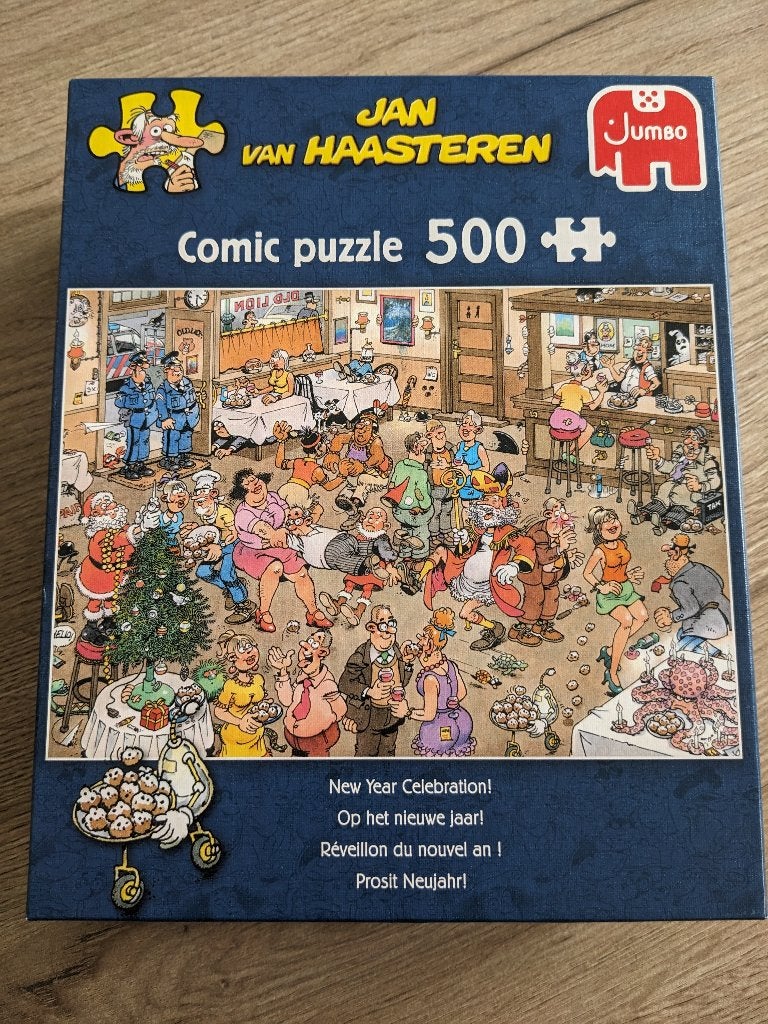 Jan van Haasteren puzzel, op het nieuwe jaar, 500 stukjes, Hobby en Vrije tijd, Ophalen of Verzenden, 500 t/m 1500 stukjes, Zo goed als nieuw