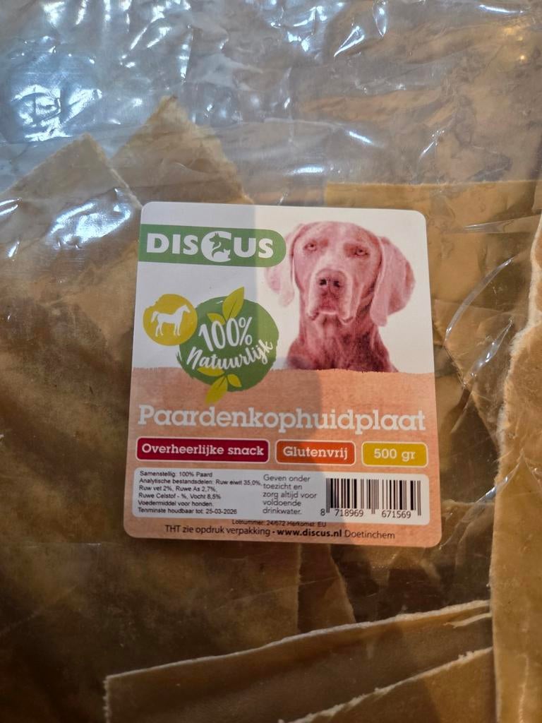 Discus Paardenkophuidplaat 377 gram, Dieren en Toebehoren, Ophalen of Verzenden, Hond