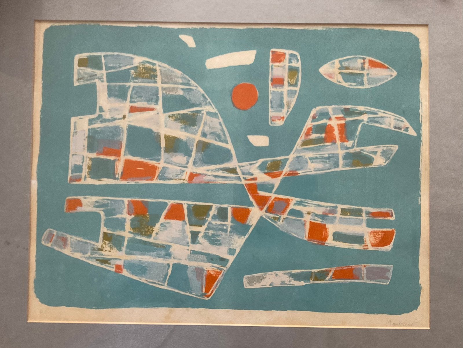 Alfred Manessier litho: In the Prairie (1954), Antiek en Kunst, Gesigneerd, Lithografie, Abstract, Ophalen