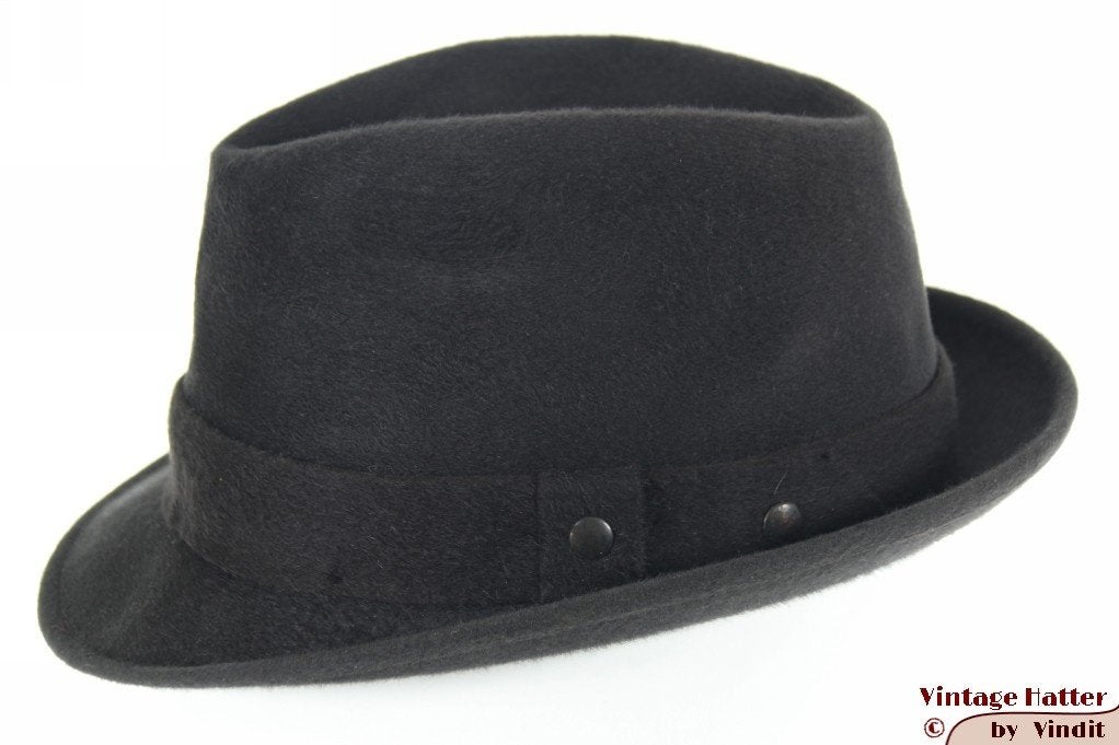 Vintage Gleufhoed Panizza donker grijs haarvilt 56, Hoed, Ophalen of Verzenden, Panizza, 57 cm (M, 7⅛ inch) of minder