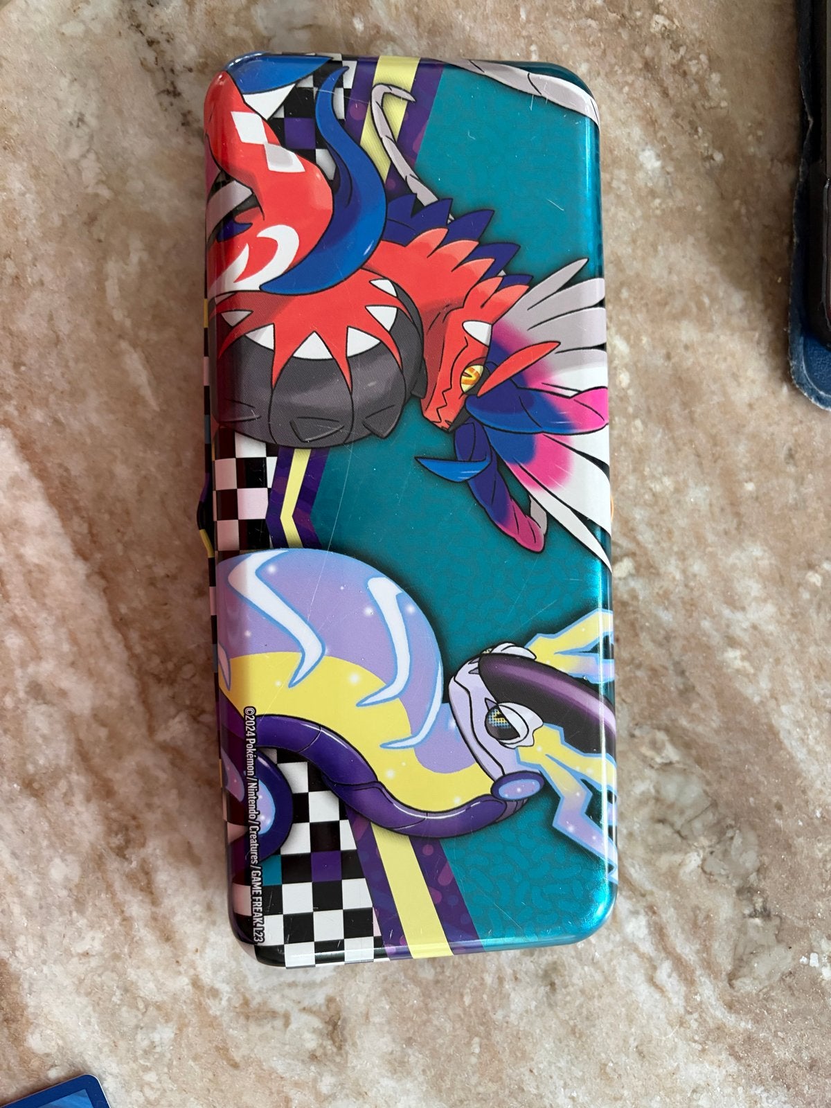 Pokémon kaarten en blik: Charizard, Koraidon, Miraidon, Ophalen of Verzenden, Gebruikt, Meerdere kaarten, Foil