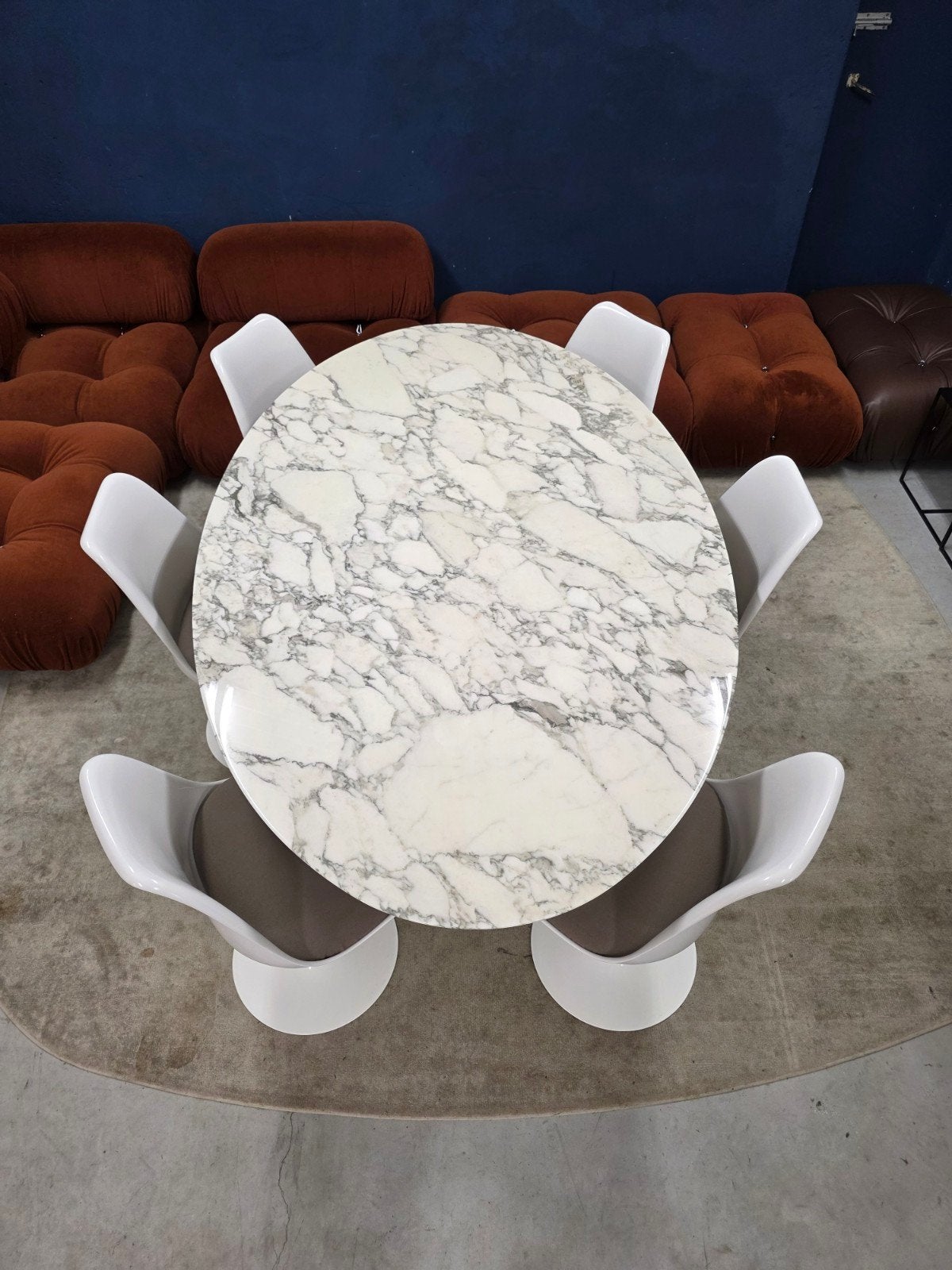Knoll Tulip ovalen tafel 198cm + 6x Knoll Tulip stoel Nieuw!, Ophalen of Verzenden