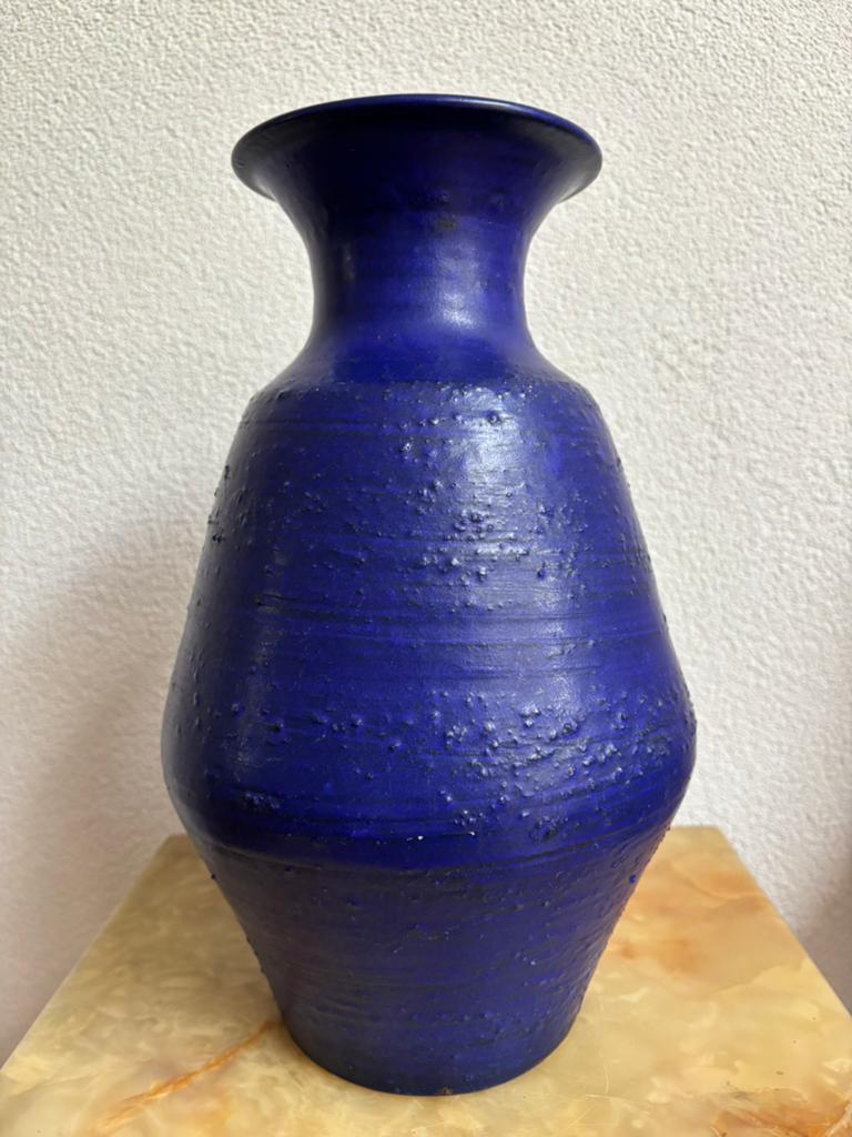 West-Germany vaas Silberdistel Keramiek 30 cm kobaltblauw, Ophalen of Verzenden
