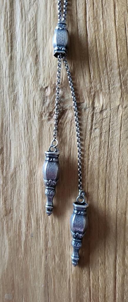 Zilveren jasseron ketting, breipendoppen, Ophalen of Verzenden, Zo goed als nieuw, Zilver, Zilver