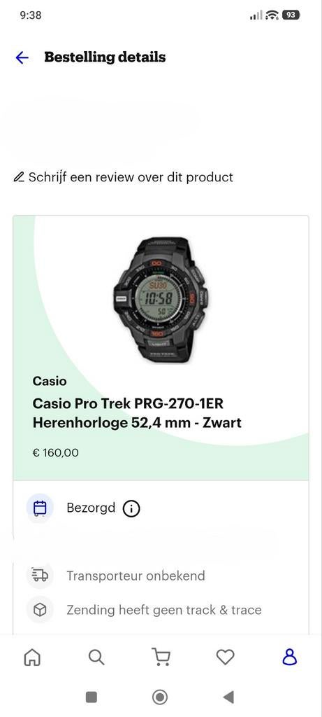 Casio Pro Trek PRG-270-1ER Herenhorloge Zwart, Ophalen of Verzenden, Zo goed als nieuw, Kunststof, Casio