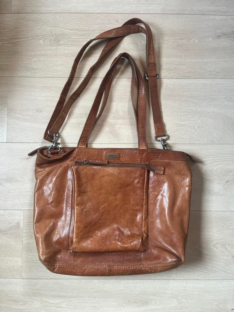 Spikes & Sparrow Leren Laptop - Schoudertas - Bruin, Ophalen of Verzenden, Gebruikt, Bruin, Shopper