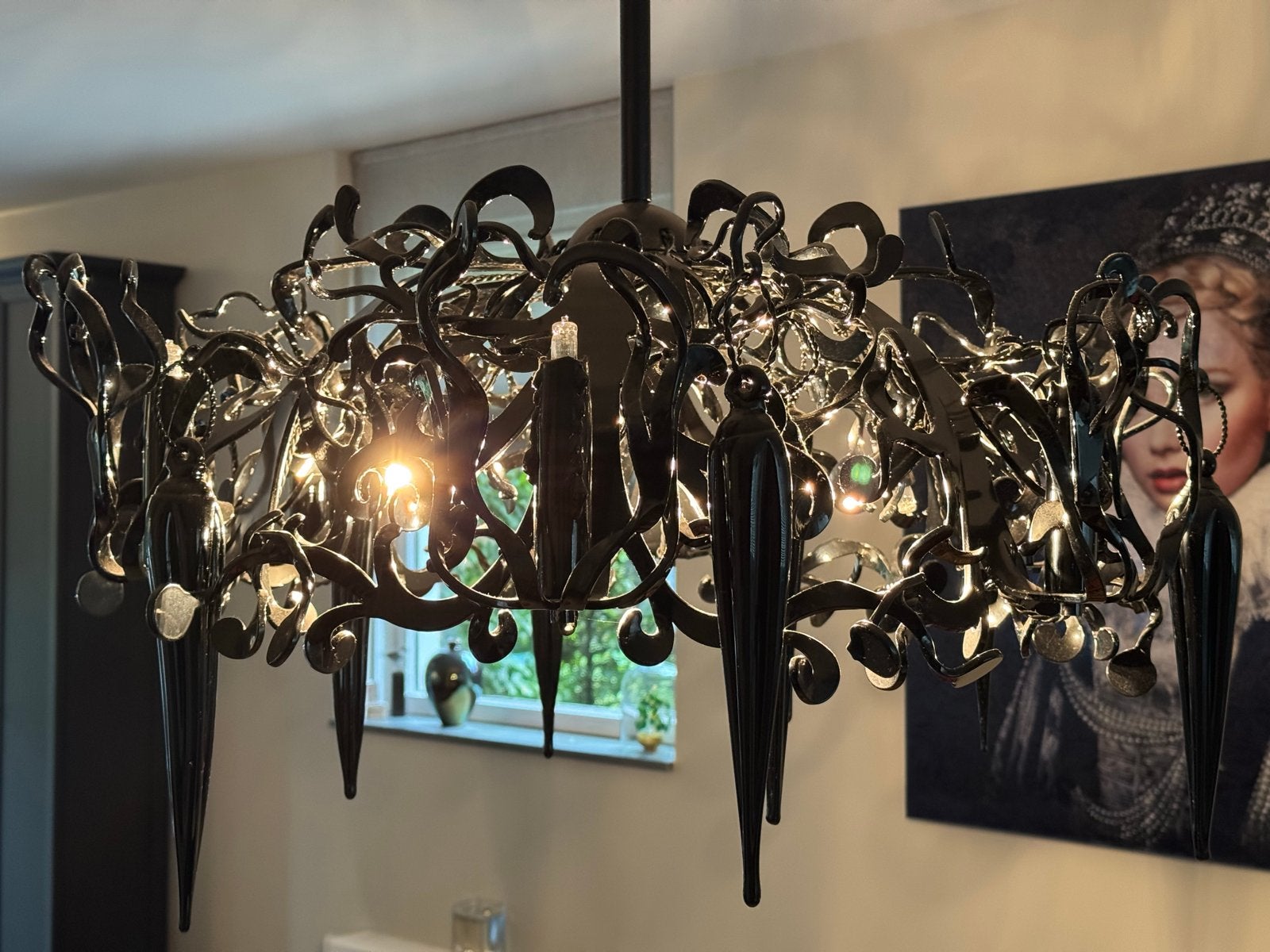 Brand van Egmond Flower Power Hanglamp Zwart doorsnede 75 cm, Ophalen, Gebruikt, Metaal, Modern