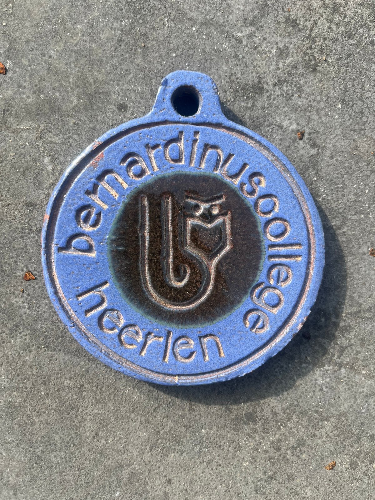 Vintage keramieken wandplaat Bernardinuscollege Heerlen, Ophalen of Verzenden