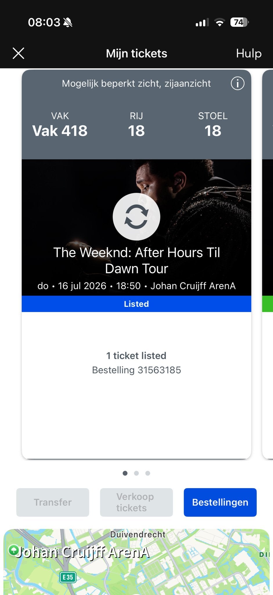 The Weeknd ticket donderdag 16 juli, Tickets en Kaartjes, Eén persoon, Juli