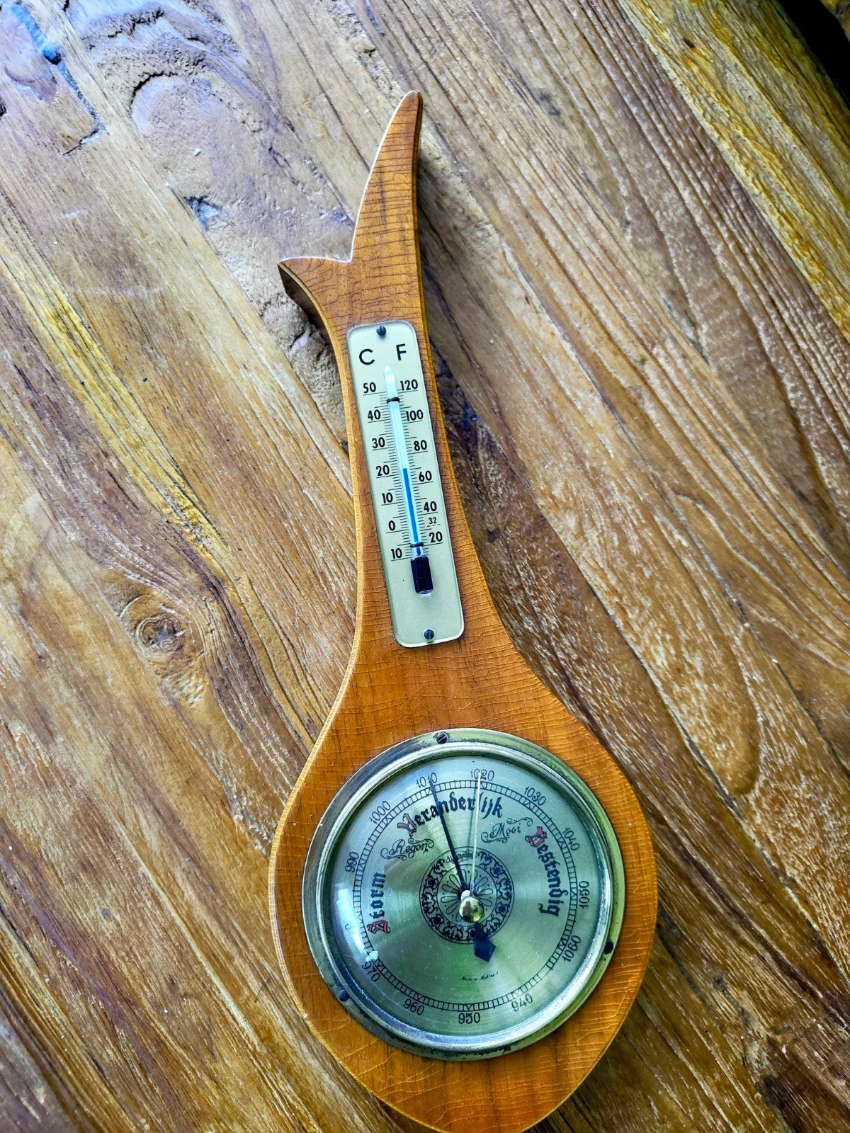 Vintage Warmink barometer, Ophalen of Verzenden, Gebruikt, Barometer