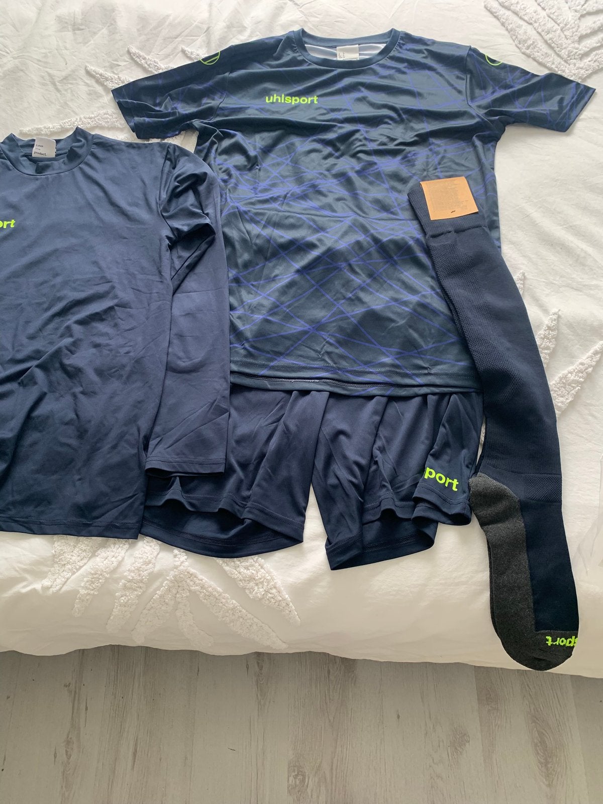 Keeper tenue mt L, shirt k mouw, broek, sok mt41-44 lange m, Maat 52/54 (L), Blauw, Nieuw, Ophalen of Verzenden