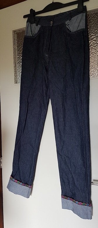 Leuke bohemian boho gipsy jeans, XS 34/36 even kijken., Kleding | Dames, Spijkerbroeken en Jeans, Verzenden, Gedragen, Blauw, W27 (confectie 34) of kleiner