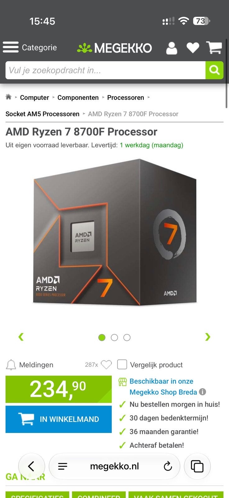 AMD Ryzen 7 8700F Processor, Computers en Software, Ophalen of Verzenden, Zo goed als nieuw, 3 tot 4 Ghz