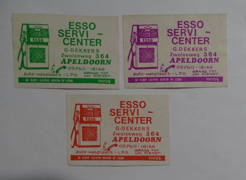 ESSO SERVI-CENTER   Zwolseweg    APELDOORN, Verzamelen, Verzenden, Gebruikt, Luciferdoosjes of -merken