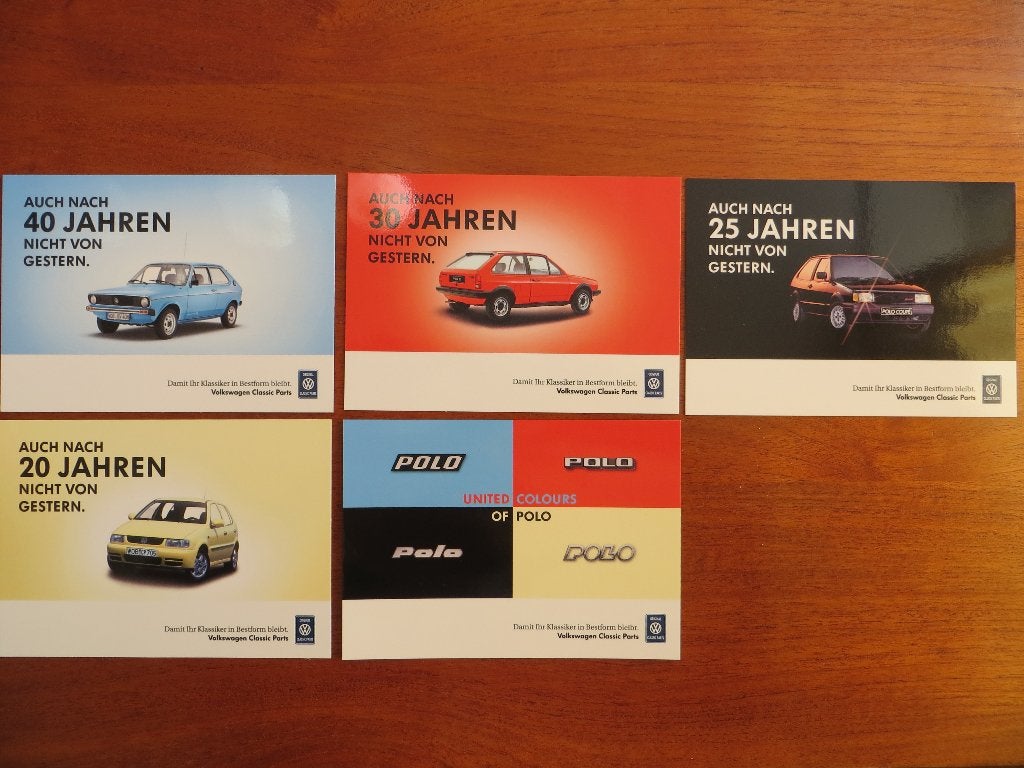 5 ansichtkaarten Volkswagen Polo 40 jaar, Ophalen of Verzenden, Nieuw, Volkswagen