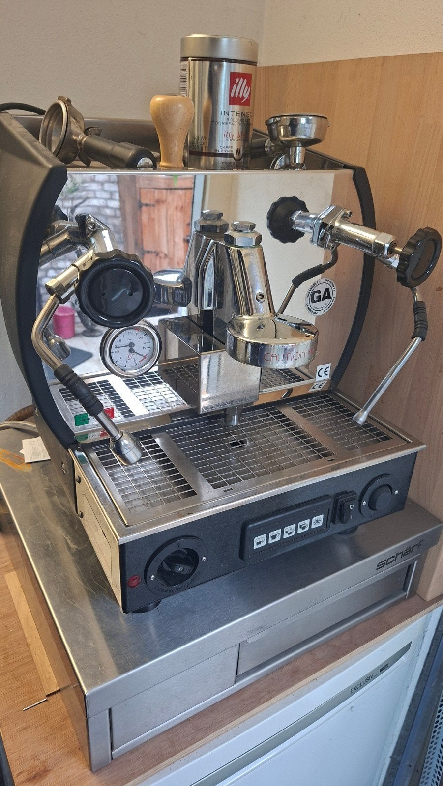 Espresso Koffiemachine la nuova era 1gr met Uitkloplade, Gebruikt, Espresso apparaat, 10 kopjes of meer, Gemalen koffie