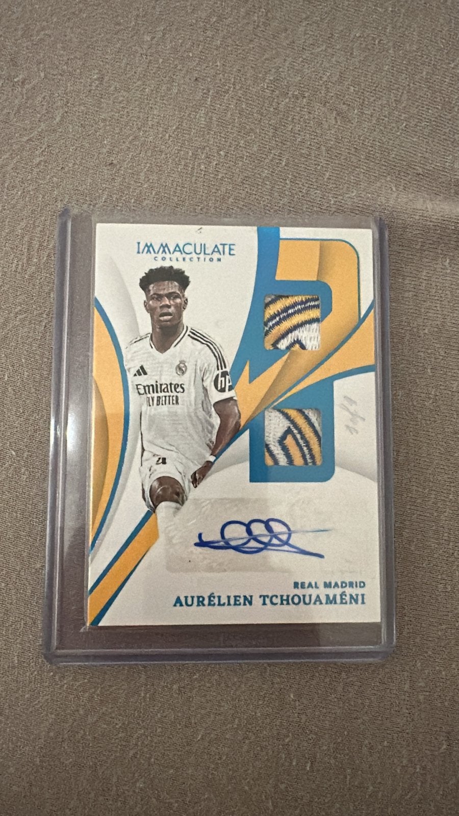 Aurelien Tchouameni Panini Immaculate 1/1 Auto Patch Real Ma, Ophalen of Verzenden, Nieuw, Buitenlandse clubs, Spelerskaart