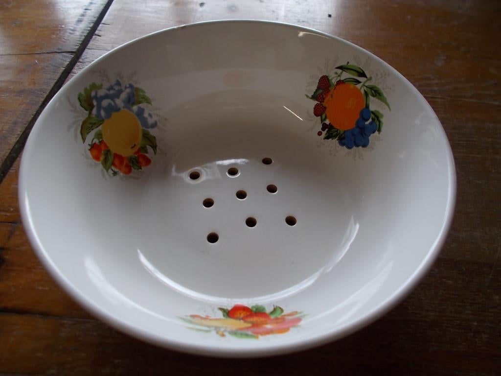 🍓Fruittest met fruitafbeelding, uitlekschaal,fruittes., Gebruikt, Ophalen of Verzenden, Schaal of Schalen, Overige stijlen