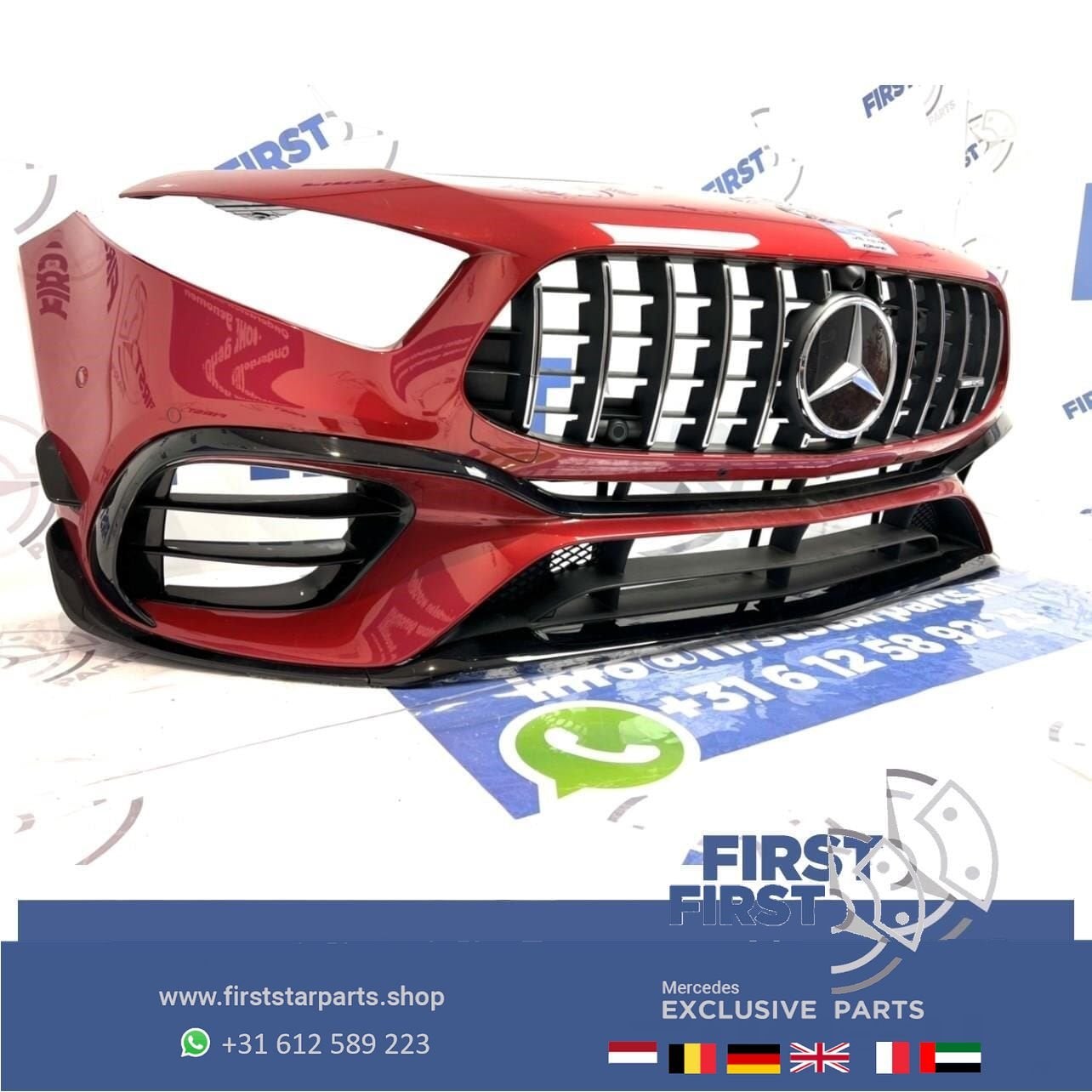 W177 A KLASSE 45 2021 A45 A45S AERO AMG VOORBUMPER ROOD COMP, Gebruikt, -, Voor, Ophalen of Verzenden