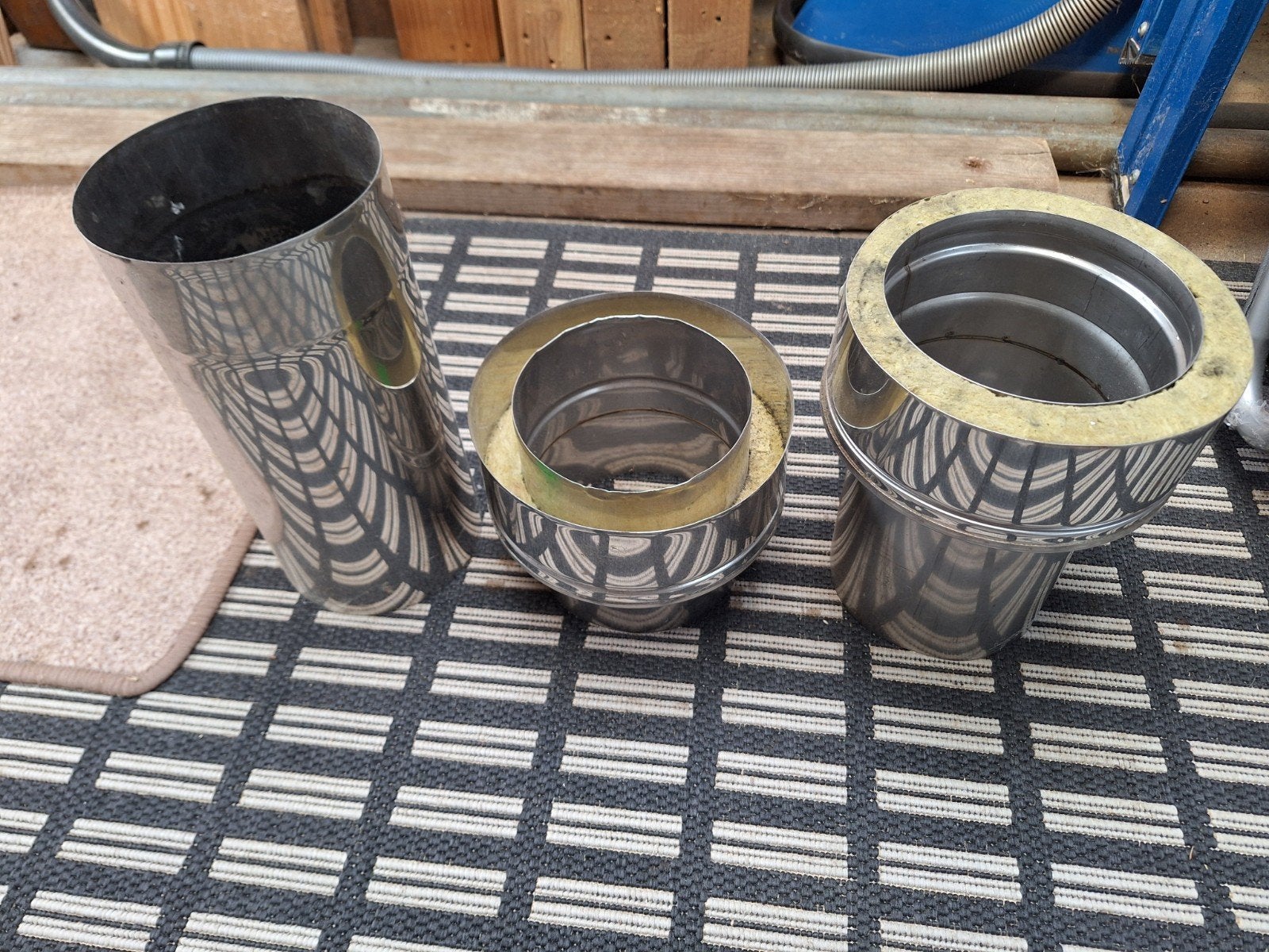 RVS verloopstukken en buis voor kachelpijp 150mm/200mm, Gebruikt, Houtkachel, Ophalen of Verzenden, Vrijstaand