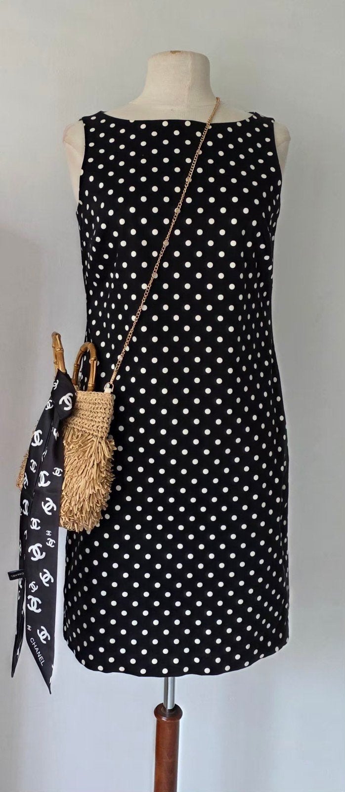 Pauw Ralph Lauren polkadot jurk 40, Maat 38/40 (M), Verzenden, Zwart, Zo goed als nieuw
