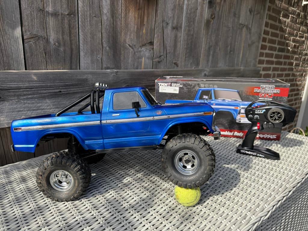 TRX-4 Ford F150 high trail 2,2” wielen Traxxas blauw, Hobby en Vrije tijd, Elektro, Auto offroad, Ophalen of Verzenden, Zo goed als nieuw