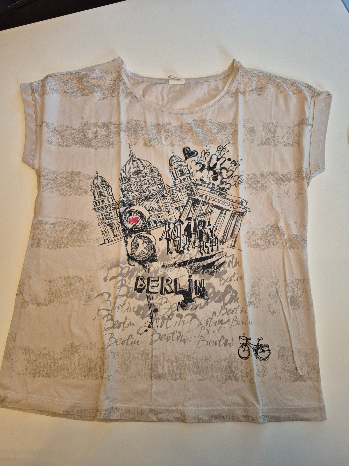 Gerry Weber Taifun shirt maat 38 met leuke print, Maat 38/40 (M), Gerry Weber Taifun, Beige, Ophalen of Verzenden