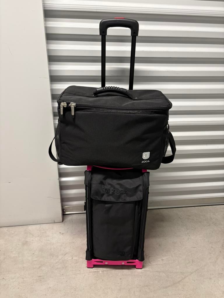 Neonroze Zuca rolkoffer/ visagiekoffer met vast te maken tas, Ophalen, 30 cm of meer, Zwart, Minder dan 35 cm