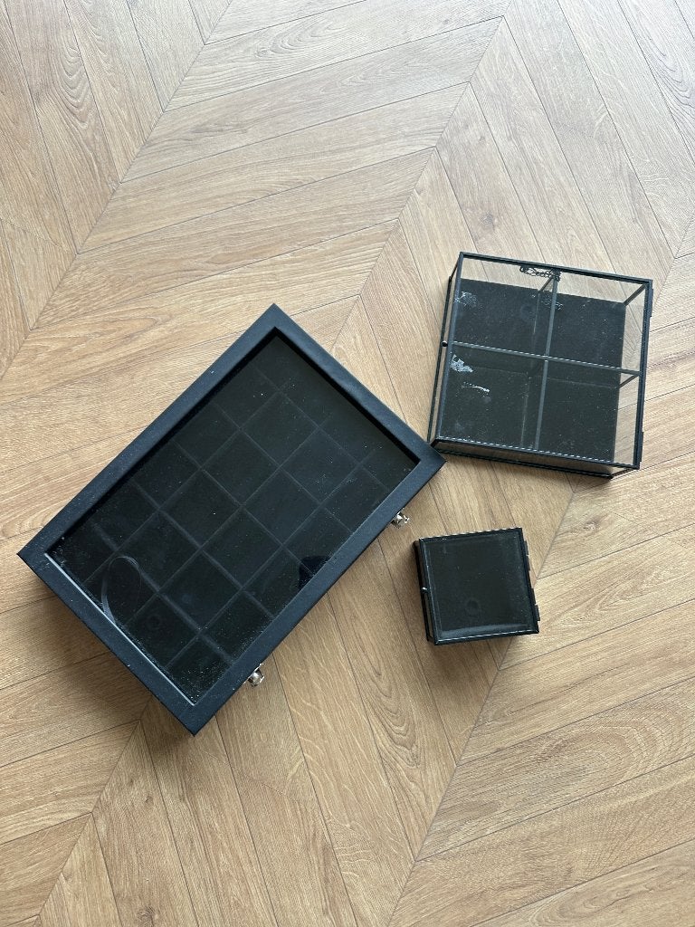Sieradendozen glas, Ophalen of Verzenden, Zo goed als nieuw, Zwart, Hardcase