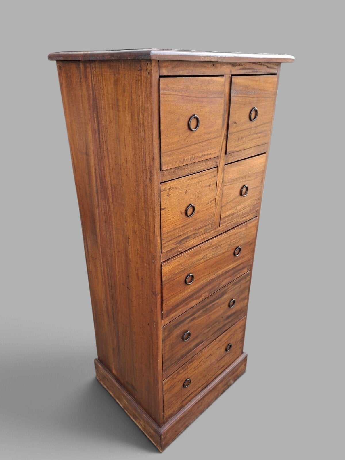 Teakhouten ladenkast, apothekerskast, archiefkast, Huis en Inrichting, Ophalen of Verzenden, 25 tot 50 cm, Minder dan 100 cm