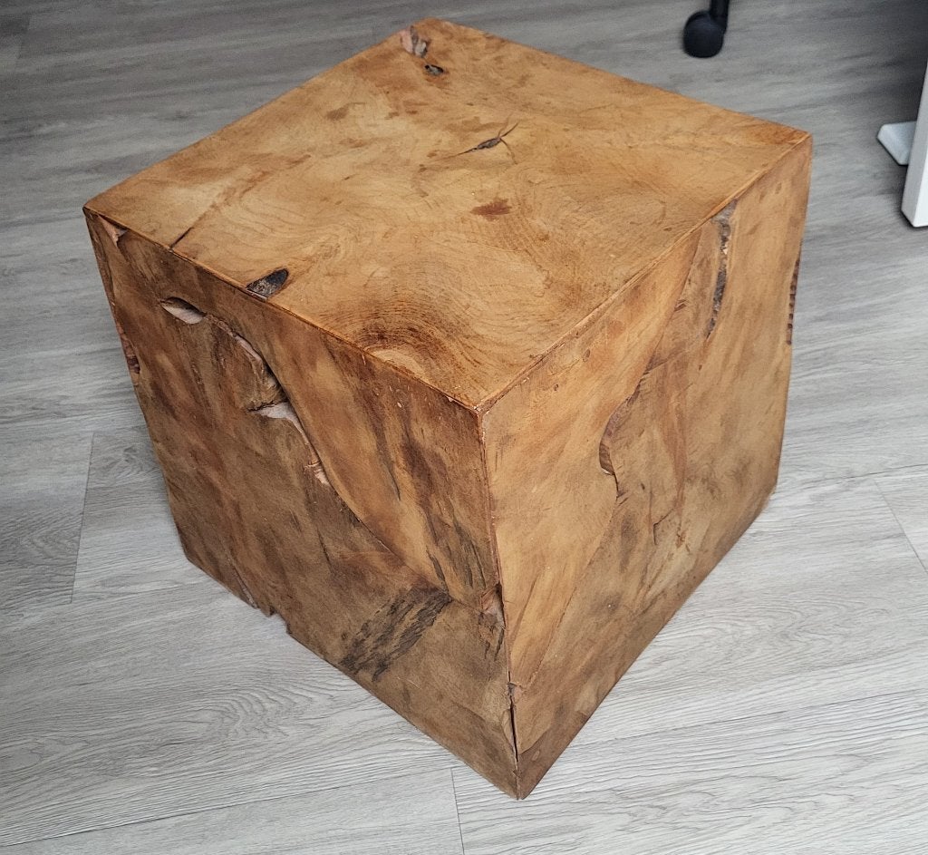 Houten blok sokkel bijzettafel tafel 40x40x40 cm, Huis en Inrichting, Tafels | Bijzettafels, Ophalen, Minder dan 45 cm, Minder dan 55 cm
