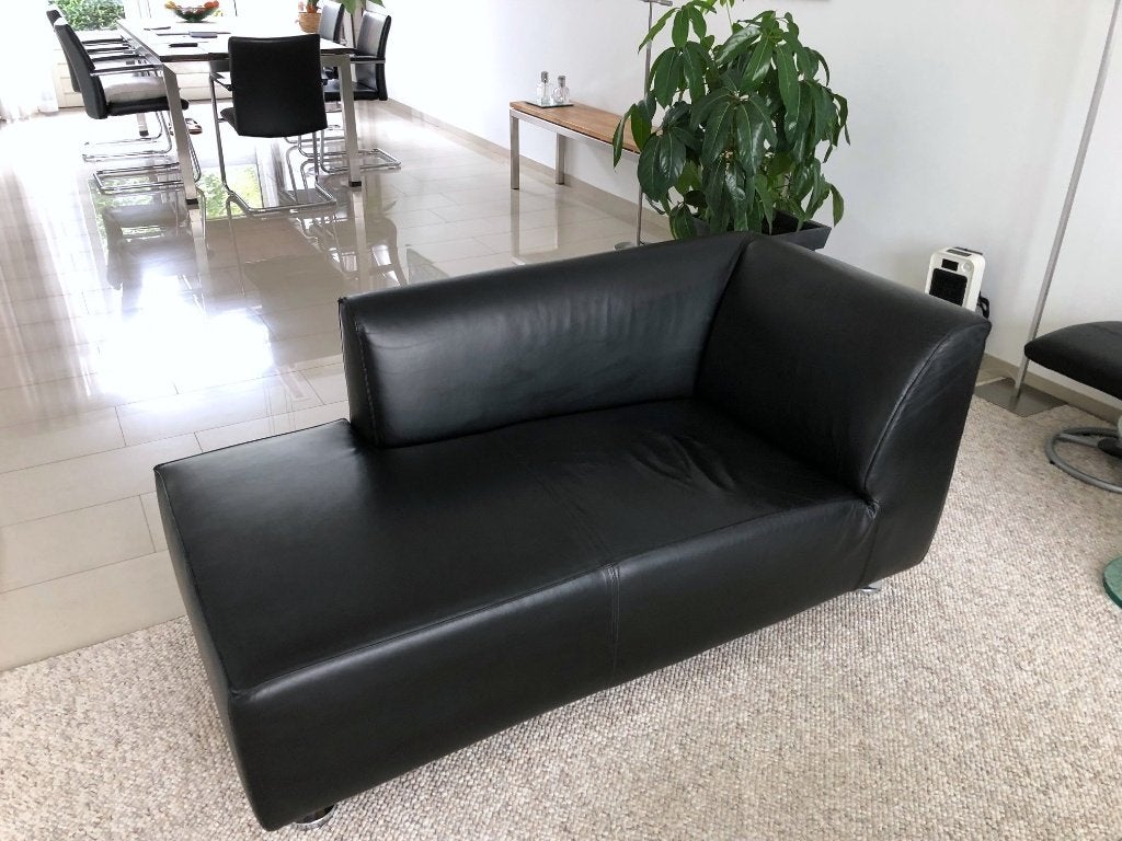 Henk Vos Gelderland 4800 chaise longue zwart leer, Ophalen, Design klassieker, Gebruikt, Leer
