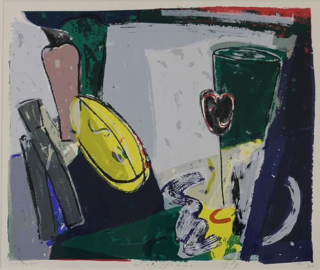 Piet Warffemius(1956)Lithografie " In Between " Ges Gen Ged, Antiek en Kunst, Ophalen of Verzenden