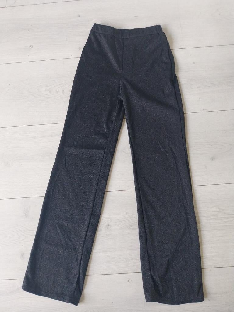 Zwarte broek met glitters elastiek maat S/M, Kleding | Dames, Broeken en Pantalons, Maat 38/40 (M), Zwart, Ophalen of Verzenden