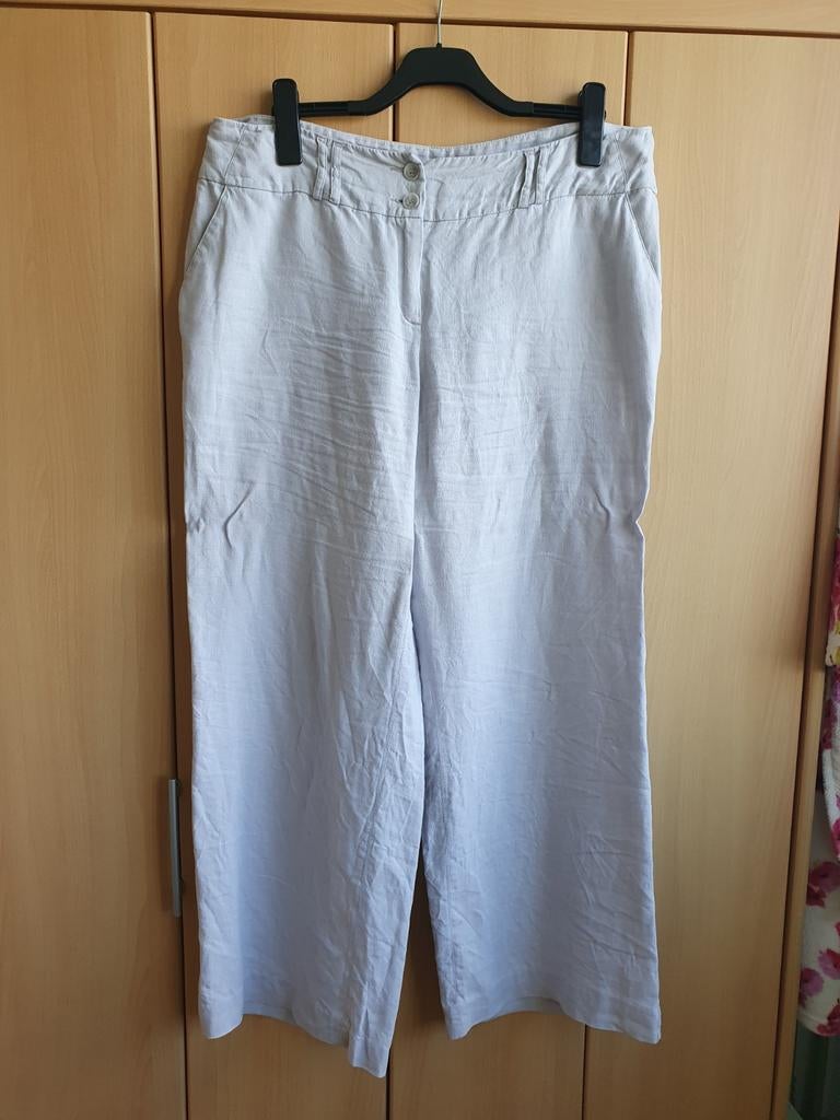 Miss Etam linnen broek maat 46, grijs, Maat 46/48 (XL) of groter, Ophalen of Verzenden, Miss Etam, Lang