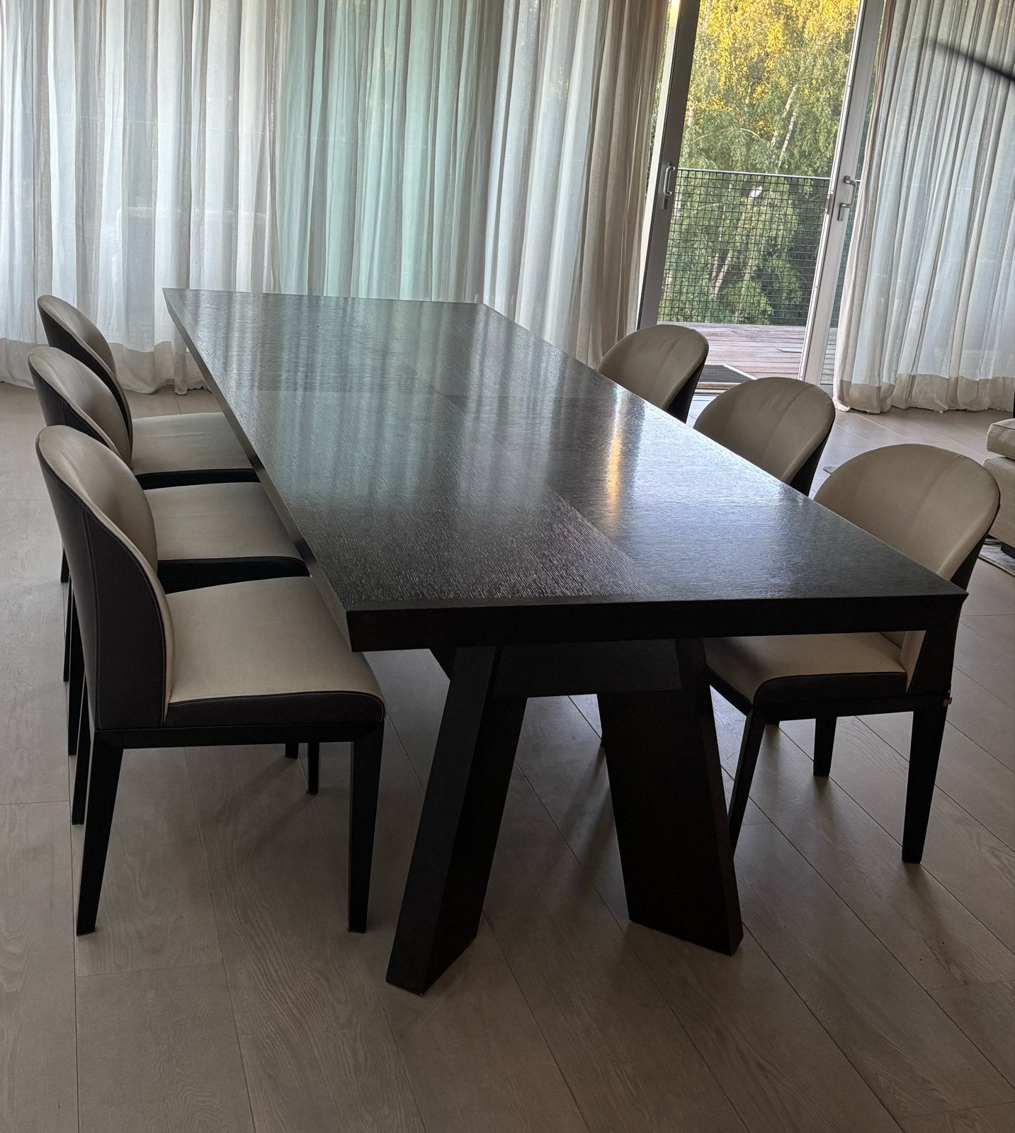 Giorgetti eettafel met stoelen - 250x100x75cm, Ophalen, Gebruikt, 100 tot 150 cm, 200 cm of meer