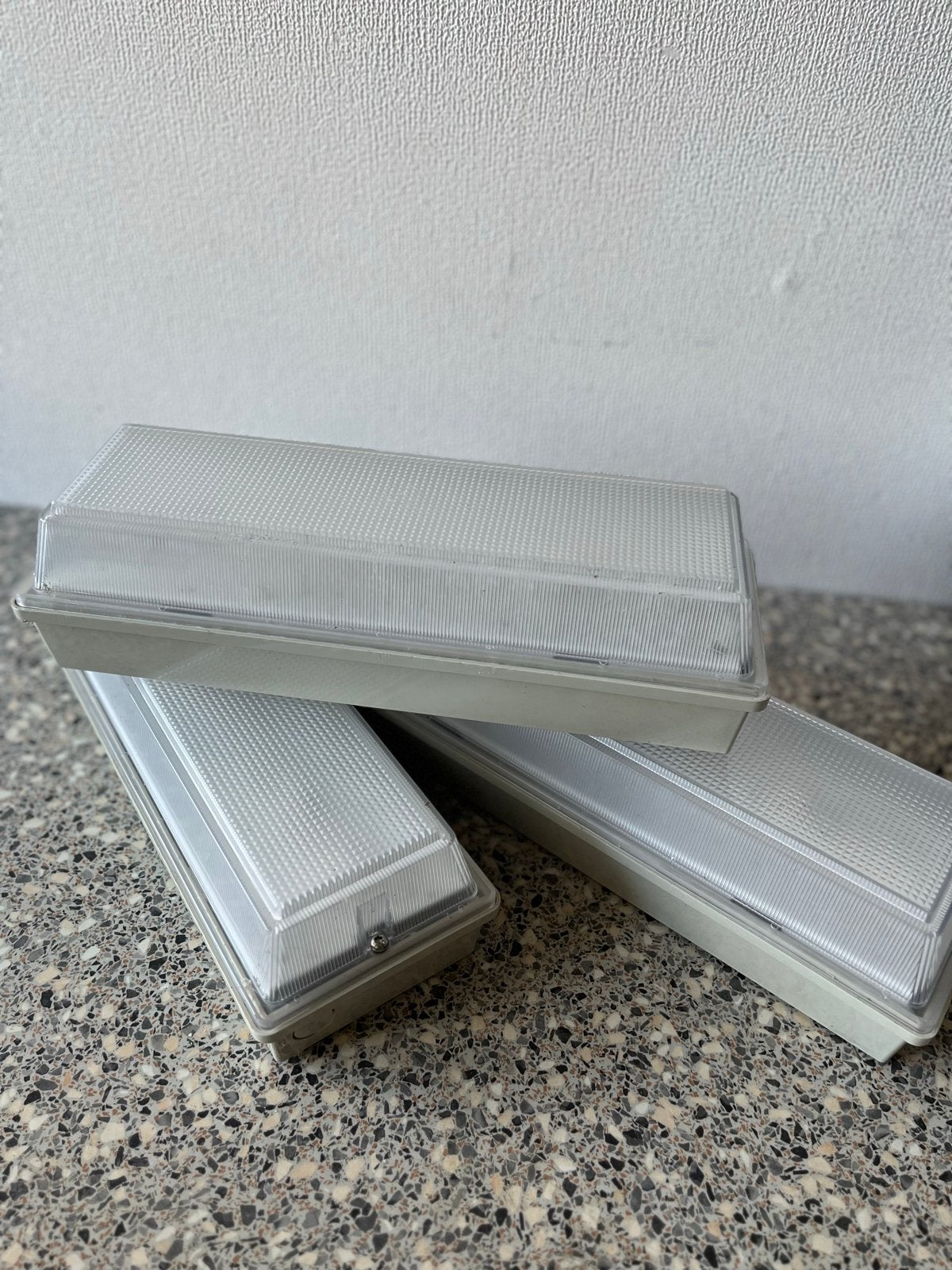 3 buitenlampen met LED-verlichting, Kunststof, Gebruikt, Minder dan 50 watt, Wandlamp