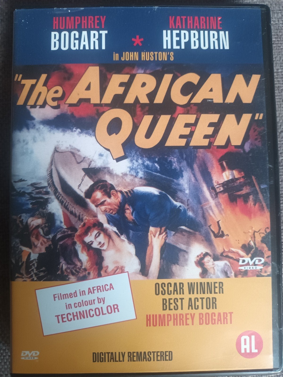 The African Queen DVD - Humphrey Bogart, Katharine Hepburn, Nederlands, Inclusief doosje, Ophalen of Verzenden, Vanaf 6 jaar